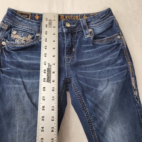 Rock Revival Loreen Women's Mid Rise Bootcut Dark Wash Jeans Size 25 - Picture 6 of 12